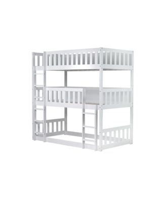 Triple Twin Rubberwood Bunk Bed, Ladders