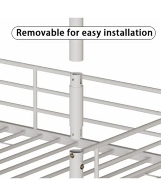 Bedroom dormitory twin size white metal triple bunk bed can be disassembled into three beds