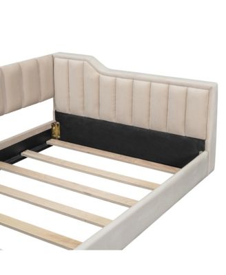  Twin XL Size Upholstery Daybed and Side Storage pocket,Beige