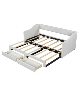Twin XL to King Size Upholstered Daybed with Two Drawers