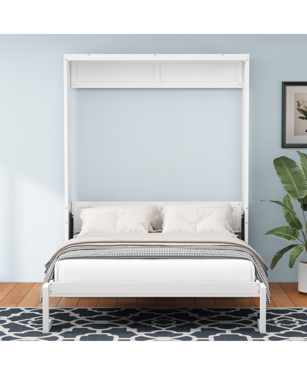 Streamdale Furniture Streamdale Queen Size Murphy Bed, 68-inch Cabinet Bed Folding Wall Bed with Desk Combo Perfect for Guest Room,Study