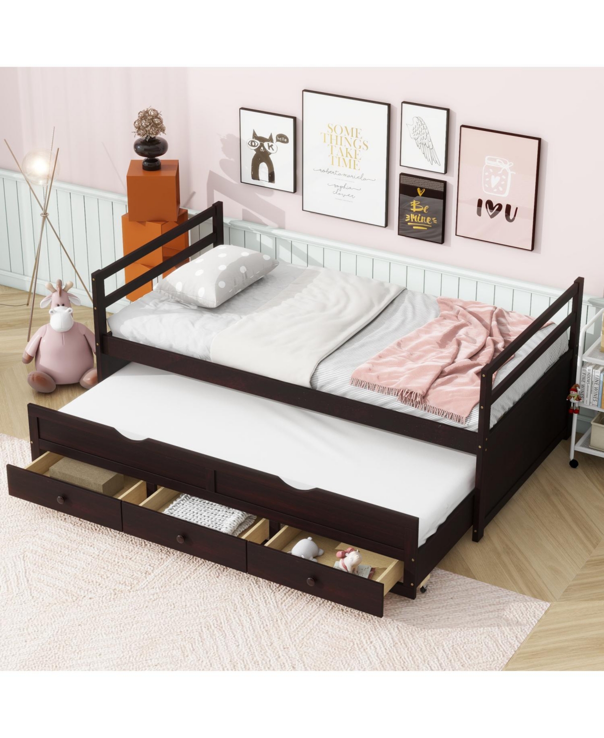 Streamdale Furniture Streamdale Twin Bed with Headboard, Trundle, and Storage Drawers