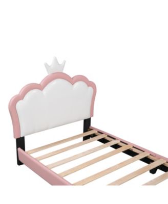 Streamdale Twin size Upholstered Princess Bed With Crown Headboard,Twin Size Platform Bed with Headboard