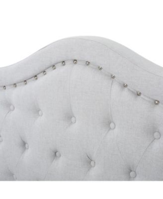  Queen Platform Bed Frame with Arched Nailhead Headboard, No Box Spring Needed