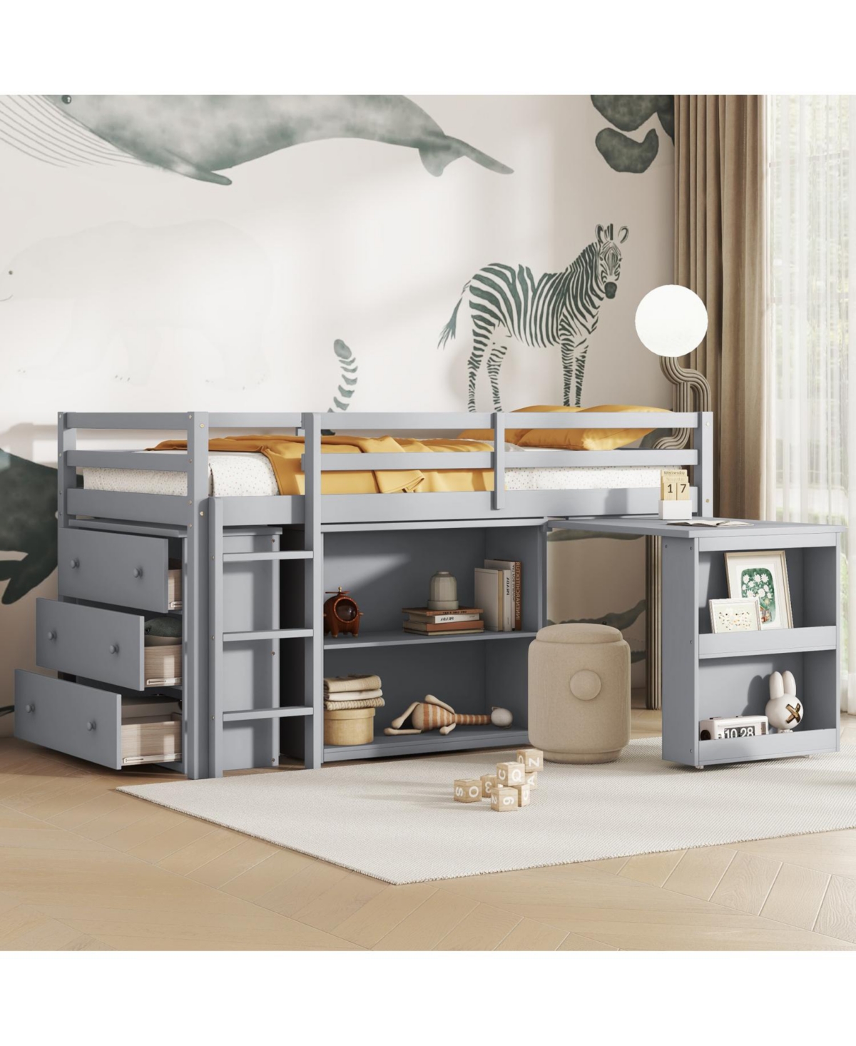 Streamdale Furniture Streamdale Twin Loft Bed with Desk, Storage, and Safety Guardrail