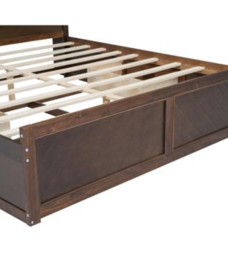 Wood Platform Bed with Multi-storage Headboard, USB and Drawers
