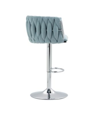 360 Woven Back Bar Stools, Set of 2, Adjustable Height, Silver Chrome
