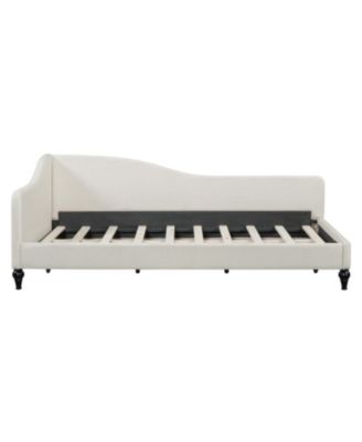 Twin Size L-Shaped Linen Daybed, with Solid Wood Legs.