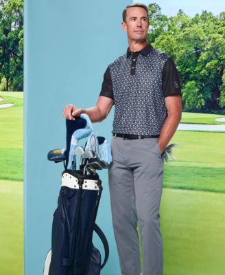 Men's Technical Linear Color-Block Short-Sleeve Polo Shirt