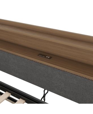 Twin Size Daybed with Trundle Bed, Upholstered Daybed with Charging Station and LED Lights