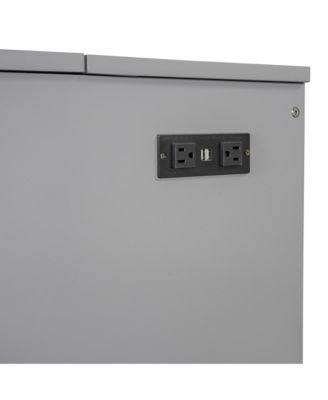 Queen Size Murphy Bed with drawer and a set of Sockets & USB Ports, Pulley Structure Design, Gray