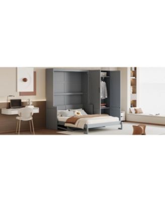 Queen Size Murphy Bed Wall Bed with Closet.