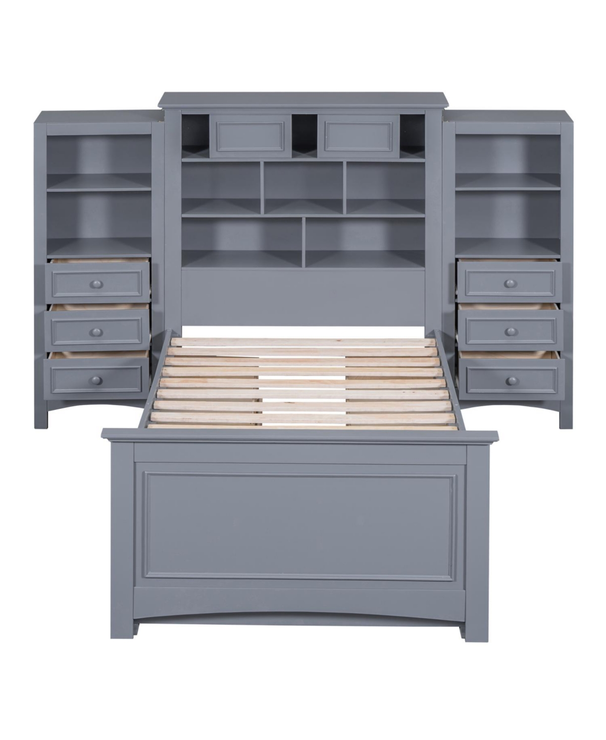 Streamdale Furniture Wood Platform Bed with Built-In Storage