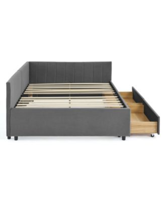 Tufted Upholstered Bed Frame with Drawers Velvet