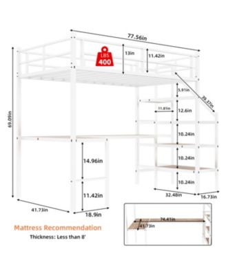 Loft Bed with L-Desk, Storage, Stairs & Railing