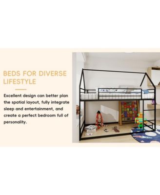  Metal Twin Bunk Bed - Heavy Duty, Noise Reduced, Black