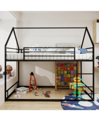  Metal Twin Bunk Bed - Heavy Duty, Noise Reduced, Black