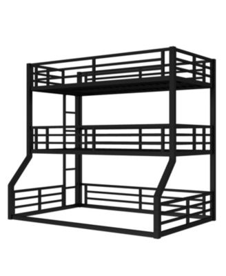 Triple Bunk Bed, Twin/Twin/Full XL, Metal, Black
