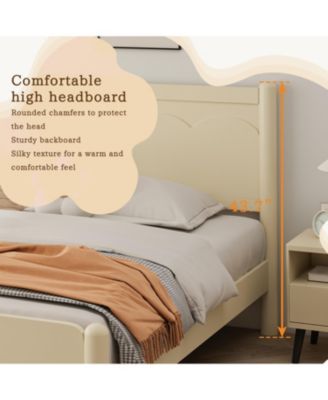  King Size Wood Platform Bed Frame with Headboard and Wooden Slat Support