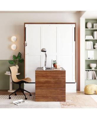 Full Size Murphy Bed with Foldable Desk – Space Saving Wall Bed