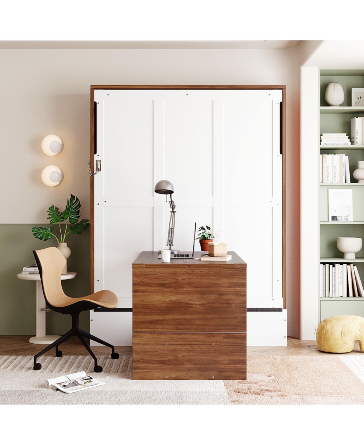 Streamdale Furniture Full Size Murphy Bed with Foldable Desk – Space Saving Wall Bed