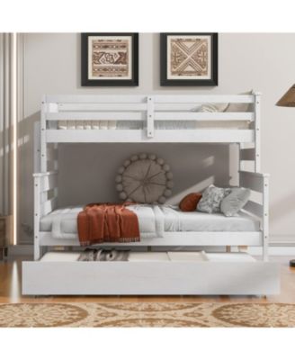 Wood Twin over Full Bunk Bed with Twin Size Trundle