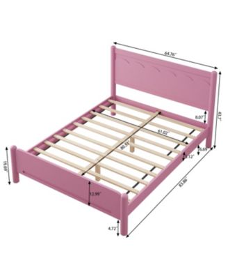 Wood Platform Bed Frame with Headboard and Wooden Slat Support