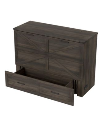 Farmhouse Murphy Bed with Charging Station & Storage Drawer