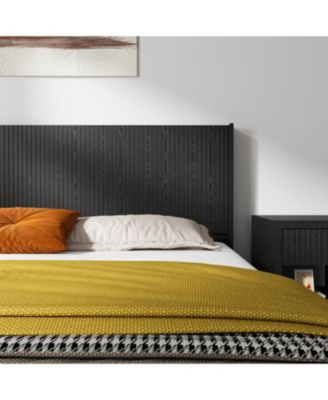 Black Oak Queen Headboard - Fluted Panel, Modern Farmhouse