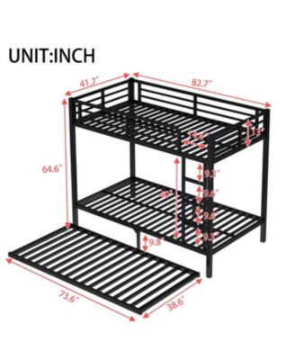 Twin XL over Twin XL Metal Bunk Bed with Twin Size Trundle