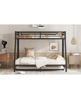 Twin over Full Metal Bunk Bed with Twin Size Trundle