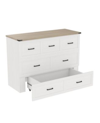  Queen Murphy Bed Cabinet with Charging & Storage Drawer