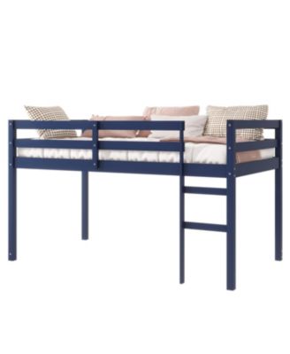 Solid Wood Twin Loft Bed with Ladder - Blue