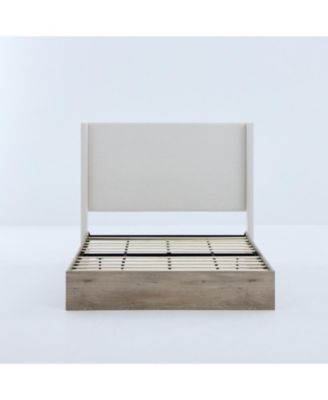 Shelton Queen Bed- Ivory Chenille, Wingback, Rustic Farmhouse