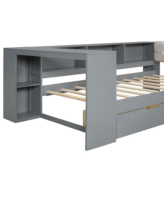 Twin Platform Bed with Storage, Charging Station