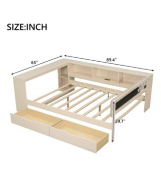  Full Platform Bed with Storage, Charging Station
