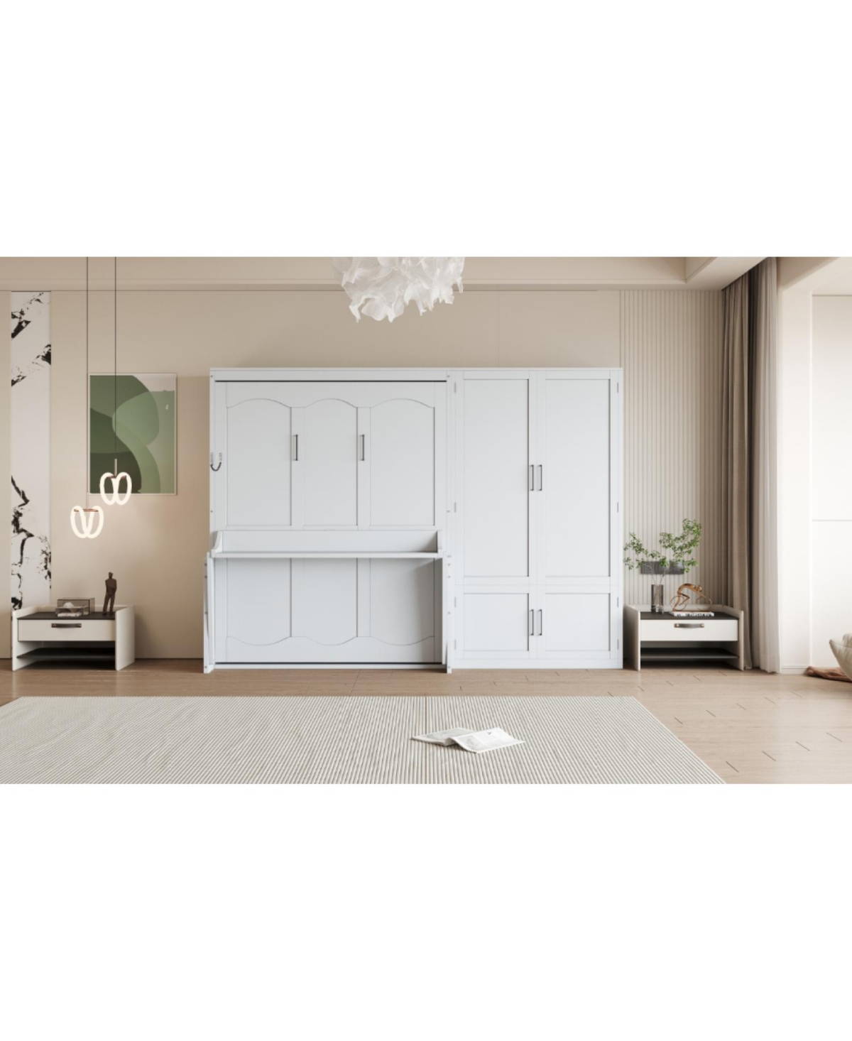 Streamdale Furniture Queen Size Murphy Bed Wall Bed with Closet