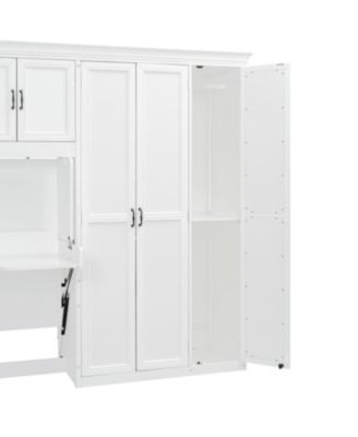 Twin Size Murphy Bed Wall Bed with Wardrobe, Cabinet and Desk