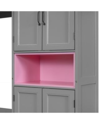 Streamdale Twin Gray Wooden Murphy Bed with TV Stand, Drawers & Shelves