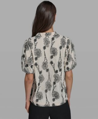 Women's Popover Paris Lace Short-Sleeve Top