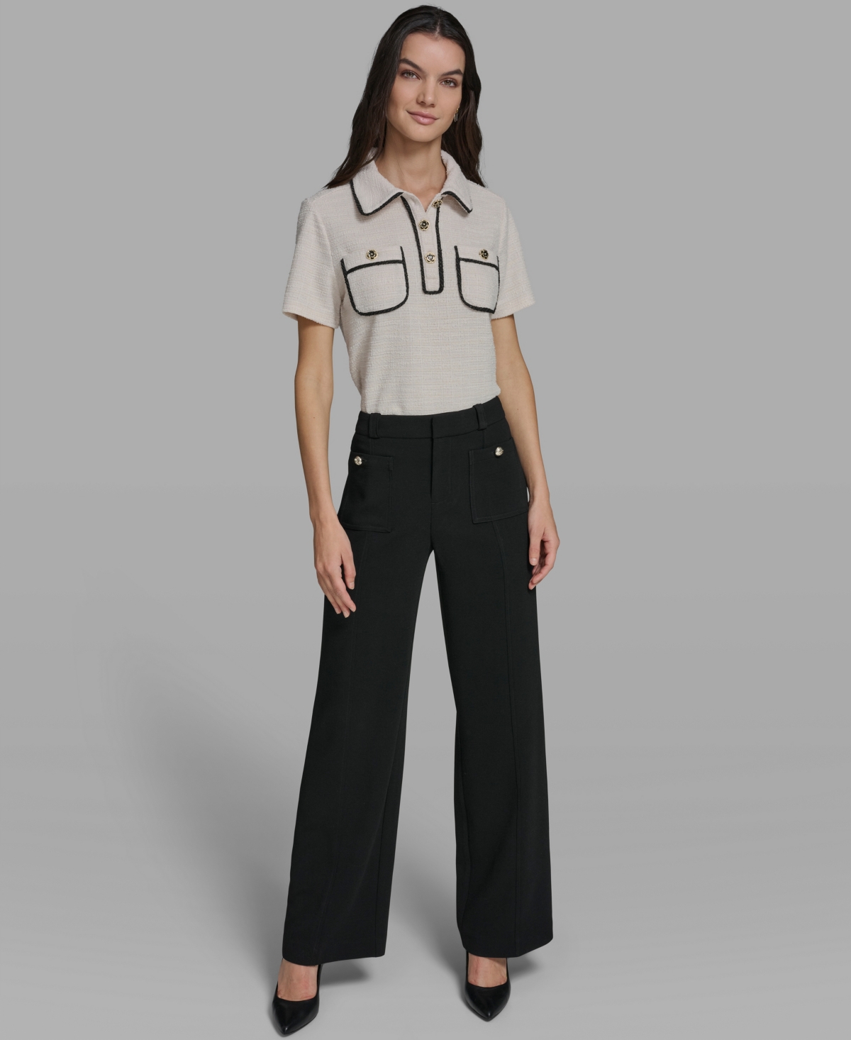Karl Lagerfeld Paris Women's Patch Pocket Straight Pants