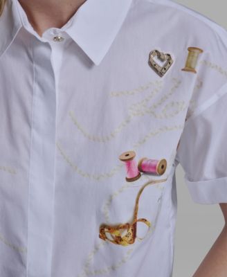 Women's Short-Sleeve Sewing Theme Top