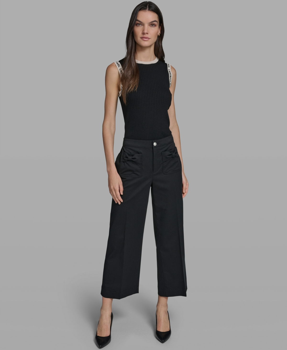 Karl Lagerfeld Paris Women's Straight Bow Pocket Pants