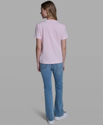 Women's Rose Trim Knit Crewneck Top