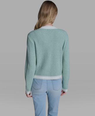 Women's Marled Crew Neck Cardigan Sweater