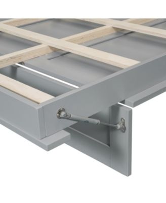  Queen Size Murphy Bed Wall Bed with Shelves, Wardrobe and LED Lights,Gray