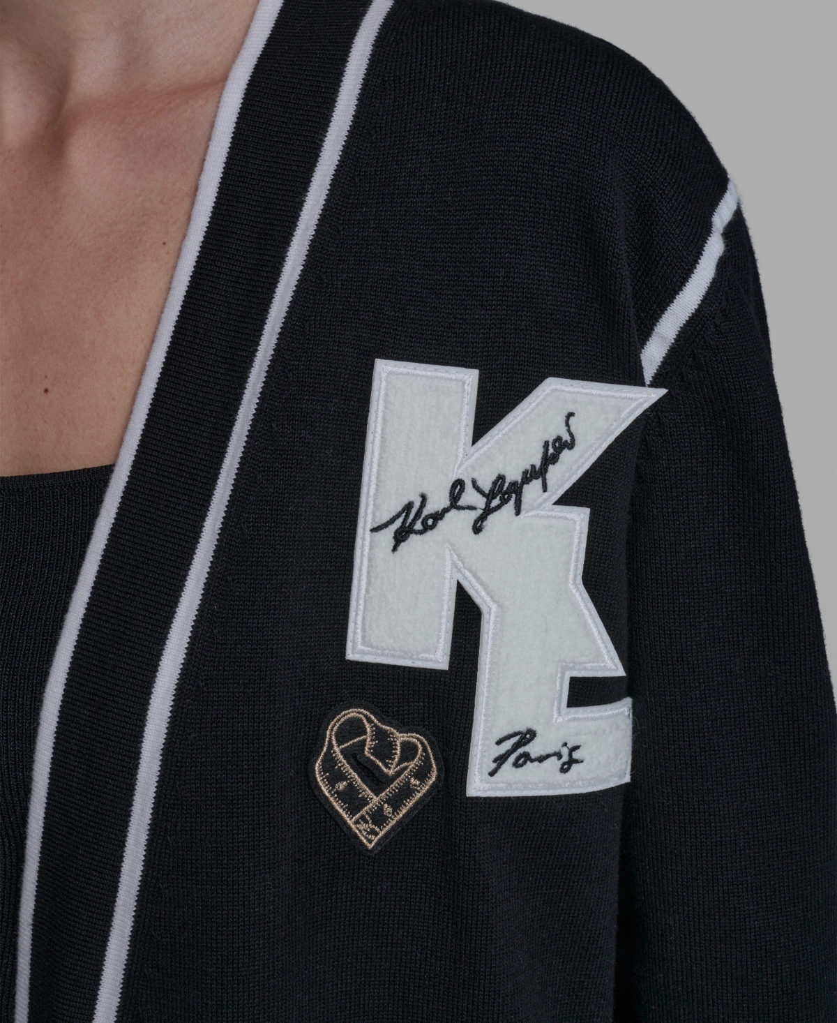 Karl Lagerfeld Paris Women's Long-Sleeve Varsity Cardigan