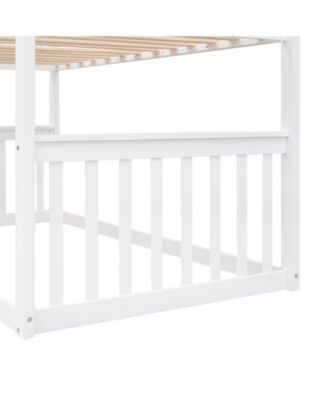 Twin Over Twin House Bunk Bed With Ladder, Wood Bed