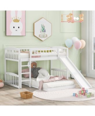 Twin Over Twin Bunk Bed with Slide and Ladder