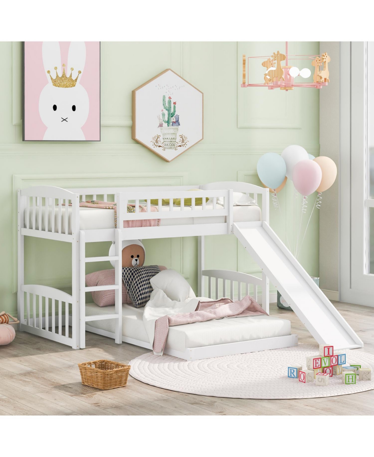 Streamdale Furniture Twin Over Bunk Bed with Slide and Ladder